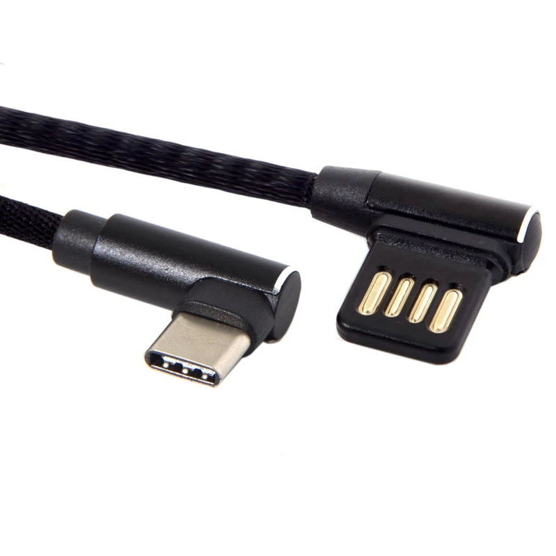 Фото N75R-5X USB-C 3.1 Type-C для левого и правого углового 90 градусов USB 2.0 Кабель для передачи данных с рукавом для планшета и телефона 15 см №3
