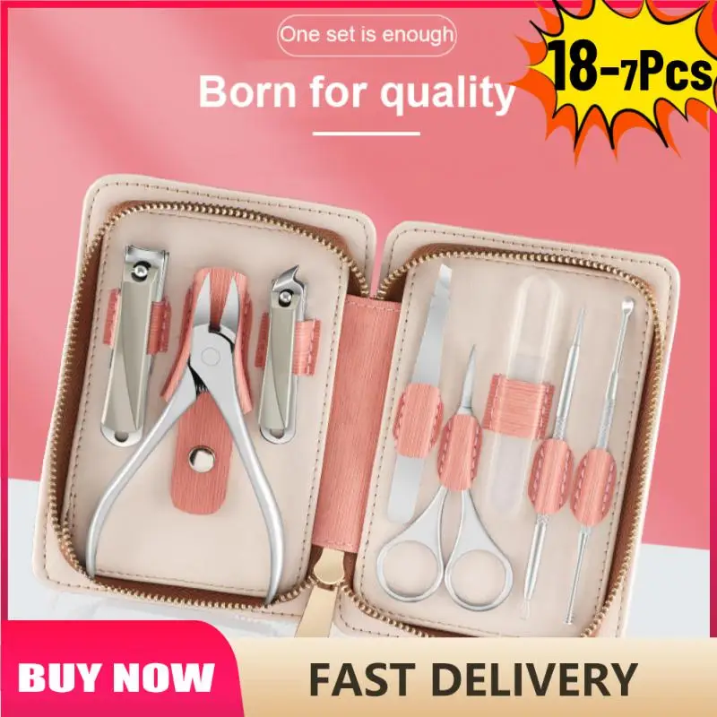 

7/8/9/18pcs Manicure Set Pedicure Sets Nail Clipper Stainless Steel Professional Nail Cutter Tools with Travel Case Kit