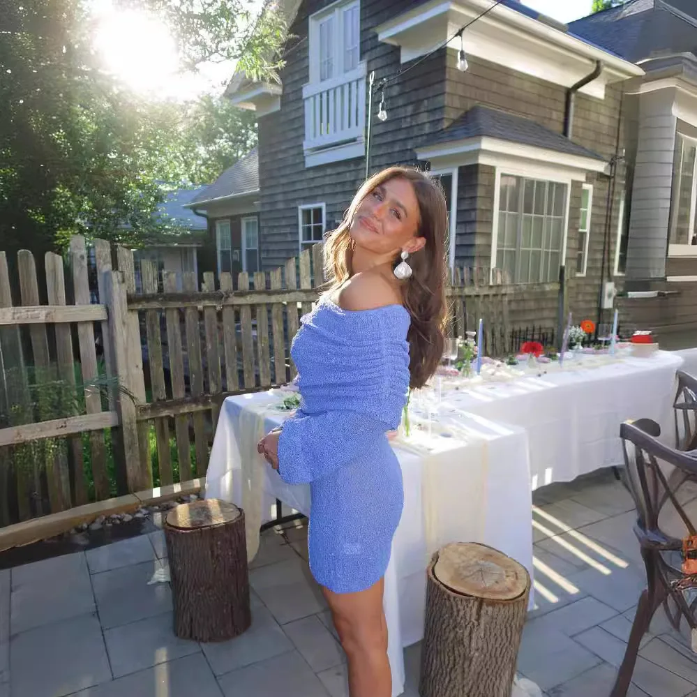 Сексуальная Вязаная пляжная короткая юбка с вырезом лодочкой ажурная накидка