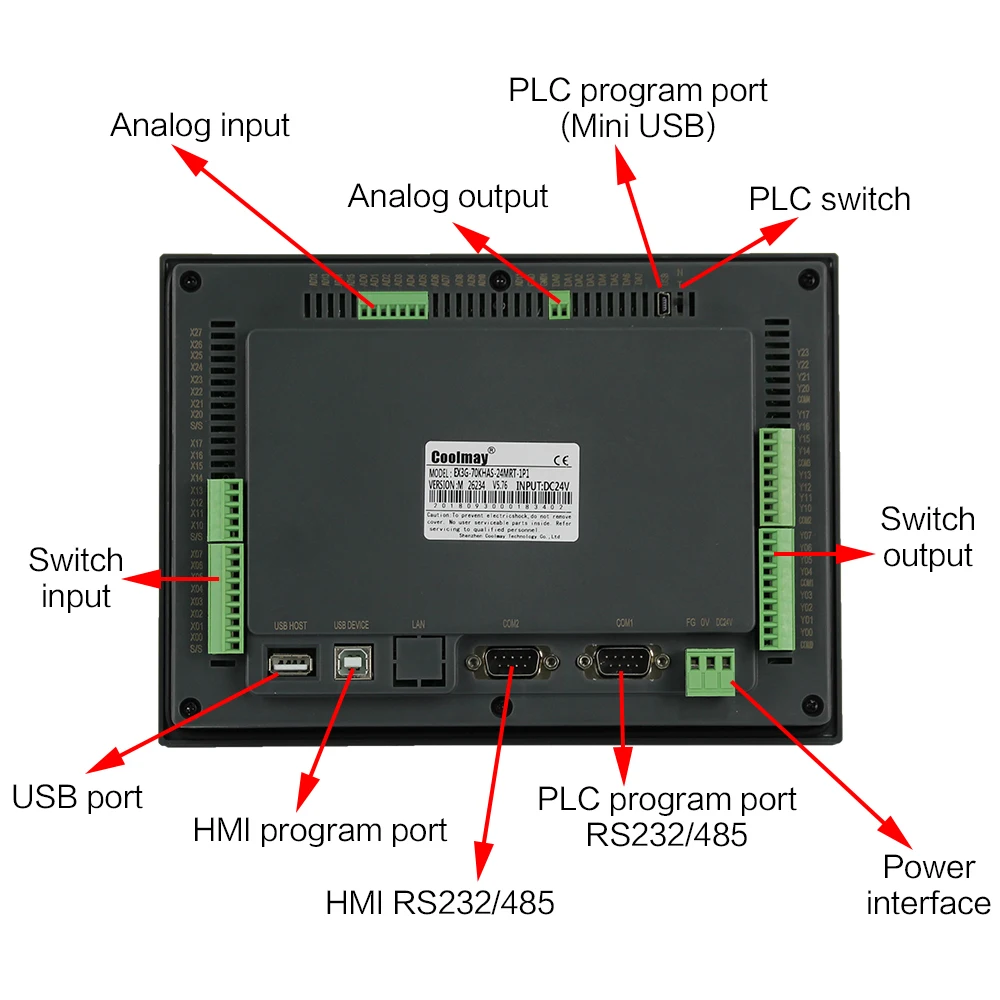 Фото Новый 7-дюймовый HMI высокого разрешения, интегрированный с контроллером Plc, интегрированный с цифровым вводом/выводом, аналоговым вводом/выводом SCADA EX3G-70HD №3