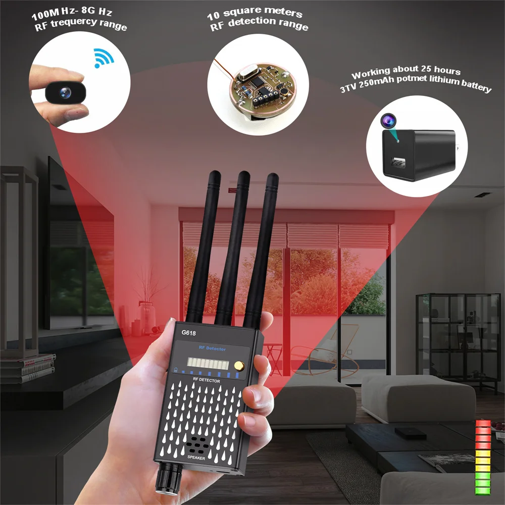 Anti Wiretapping RF Signal Detector Beep Sweeper With Stronger Anti-inteference GSM GPS Anti Spy Camera Detecto Device Scanner