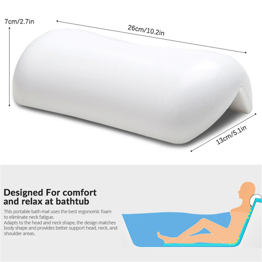 

Thickened Easy To Clean Bath Pillows With Suction Cups Spa Headrest Bath Tub Neck Back Support Soft Waterproof Non-slip