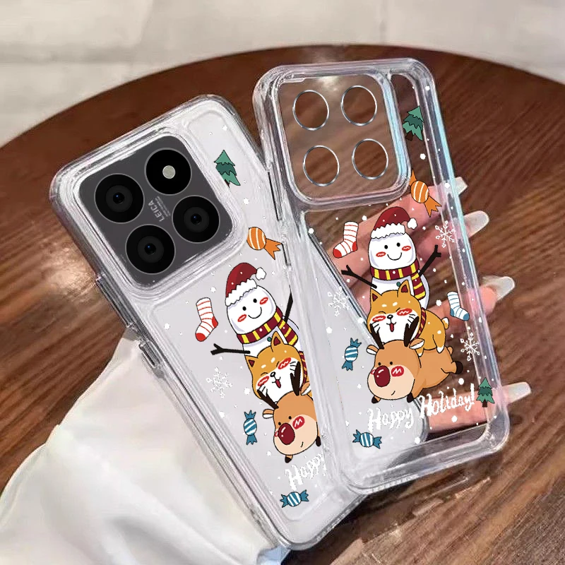 Прозрачный чехол с милым рисунком снеговика для Xiaomi Redmi Note 13 Plus Pro 12 11 5G Poco F6 X6 X5 13T 11T