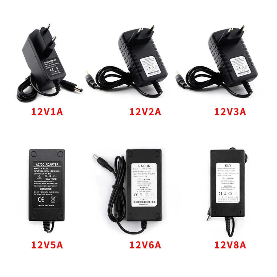 

AC 110V 220V DC To 12V Power Adapter 1A 2A 3A 5A 6A 8A 12 Volt Universal Adapter Power Supply Converter Charger Led Lamp Light