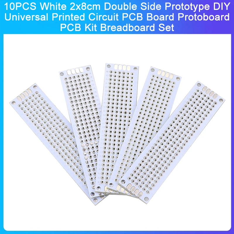 

10 шт., белые двухсторонние прототипы печатных плат 2x8 см