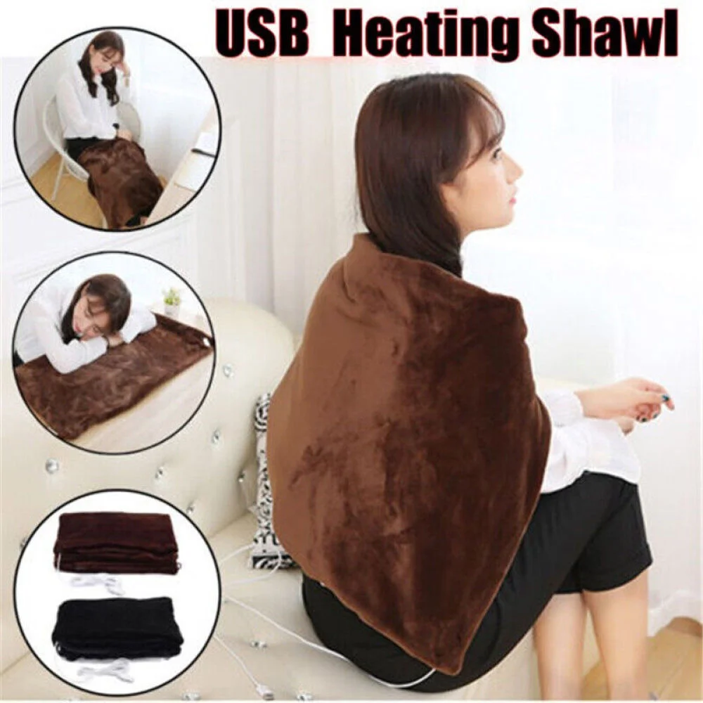 Warm Electric Heating Shawl Soft Portable Warm Throw Poncho 