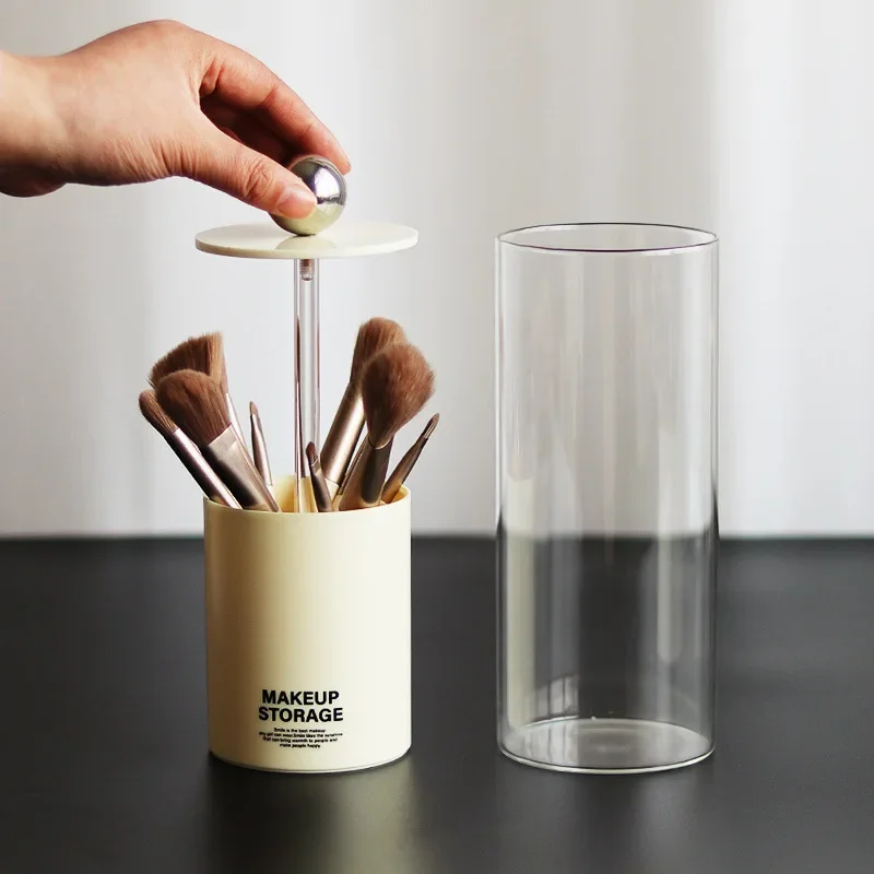 

Can Be Raised and Lowered Acrylic Storage Box Makeup Pen Storage Tube Round Desktop Dustproof Organizer for Brushes Boxes Home