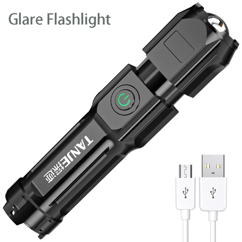 White Laser Flashlight LEP 4999 Meter Built in 18650 Battery USB Fast Charging Rechargeable Tactical Military Search Flash Light