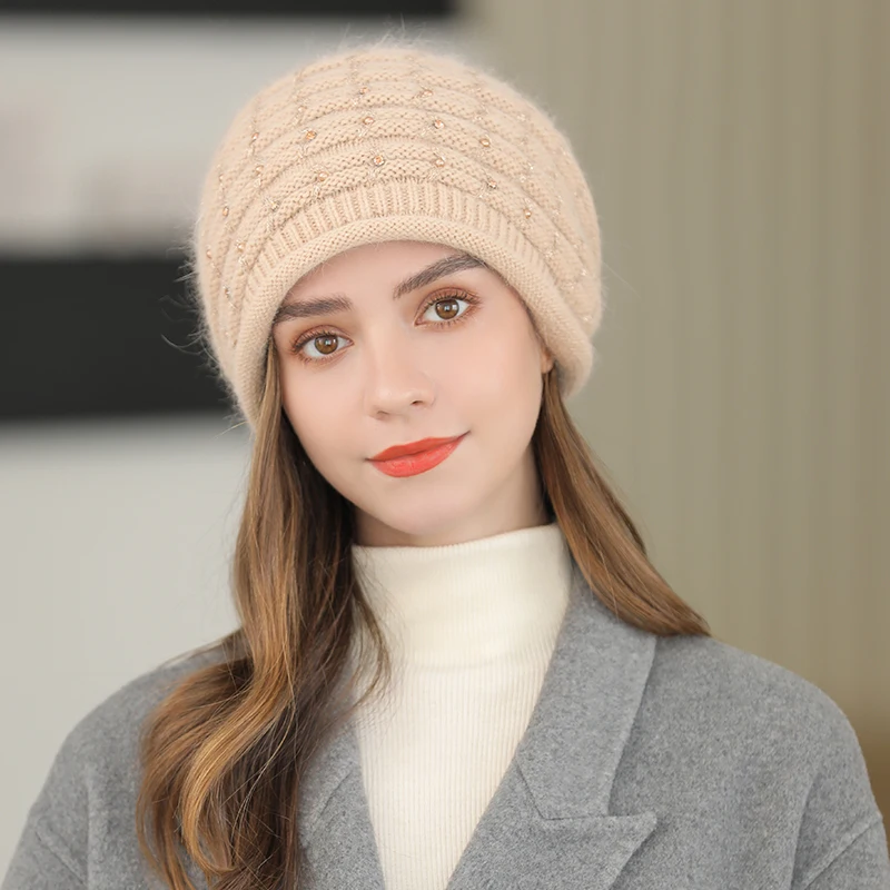 

CNTANG 2022 New Autumn And Winter Women Knitted Hat Fashion Pearl Embellished Beanies For Ladies Versatile Warm Casual Wool Hats