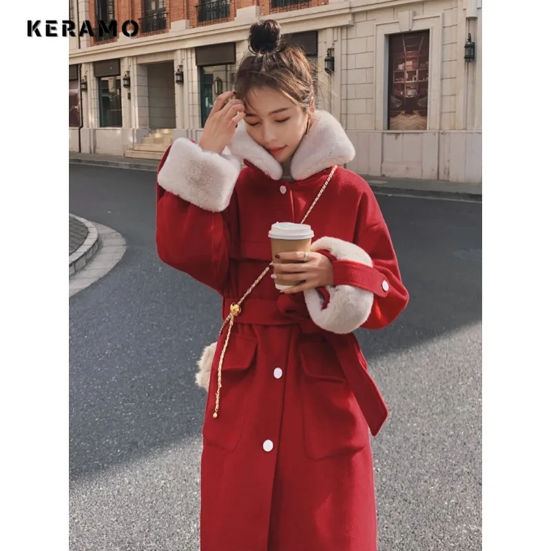 

2023 Winter Casual Office Lady X-long Oversized Wool Jacket Women Outwear Loose Solid Color Turn Down Collar Warm Coat Feamle