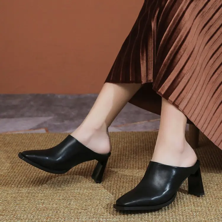 

Женские туфли с квадратным носком, однотонные туфли на толстой подошве, высокий каблук-шпилька, квадратный носок, летняя обувь