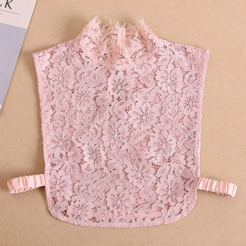 

Женская кружевная блузка с коротким рукавом и воротником-стойкой