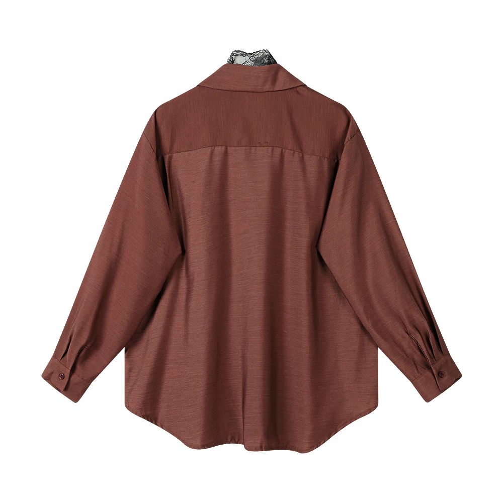 Женские кружевные рубашки Civicera с высоким чувствительным кружевом в стиле ретро