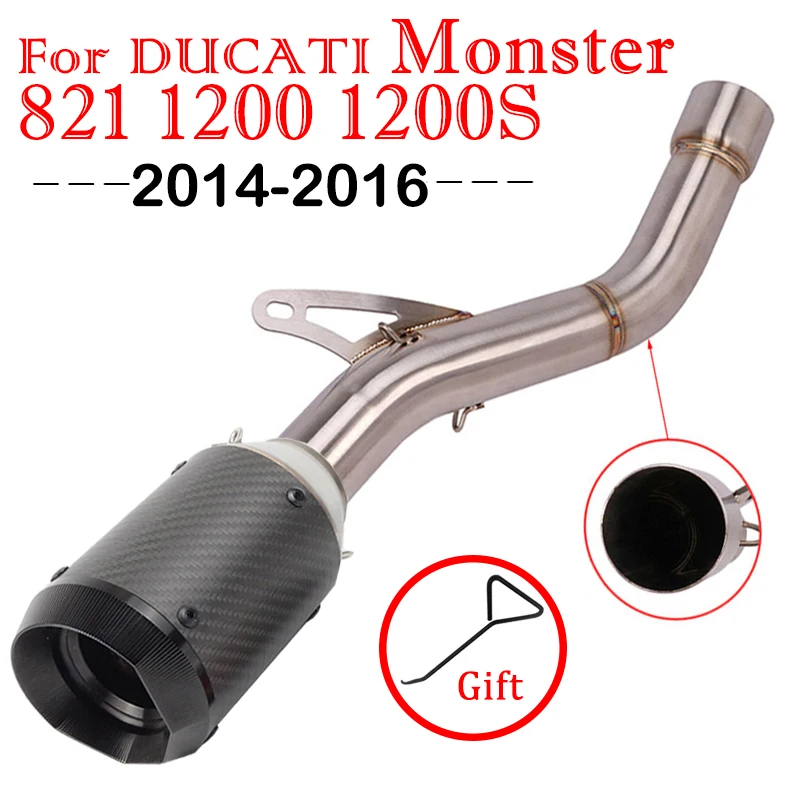 

Motorcycle Exhaust Slip On For DUCATI Monster 821 1200 1200S 2014-2016 AR Muffler Escape Moto Modified Middle Link Pipe Catalyst