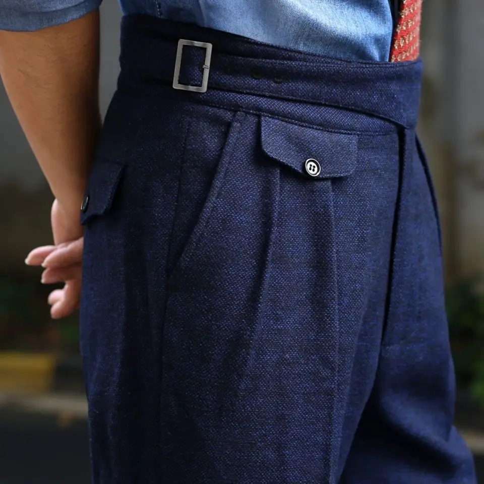 

Wool Men's Wool Pants 2023 Autumn Winter Thickened Knitted Long Pants Slim Fitting Solid Color Warm Flat Corner Pants A74