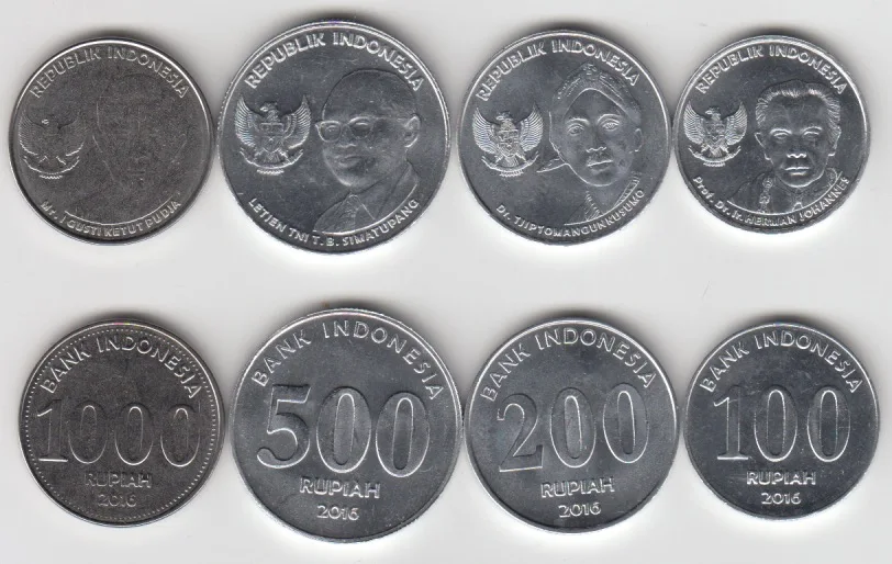 

Индонезия, 4 комплекта монет, новый внешний вид 2016 года, Иностранные монеты