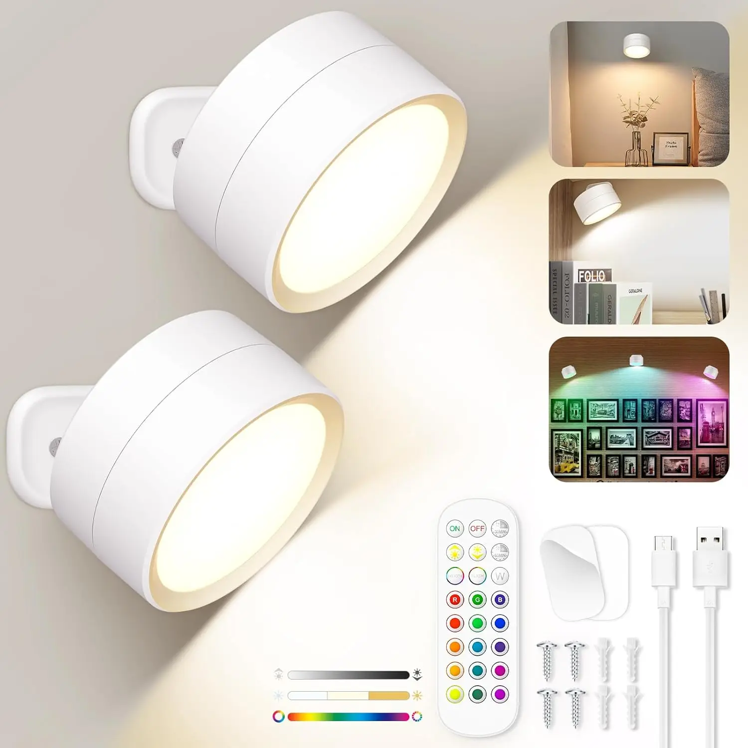 1 шт. светодиодные магнитные настенные светильники перезаряжаемые 7 цветов