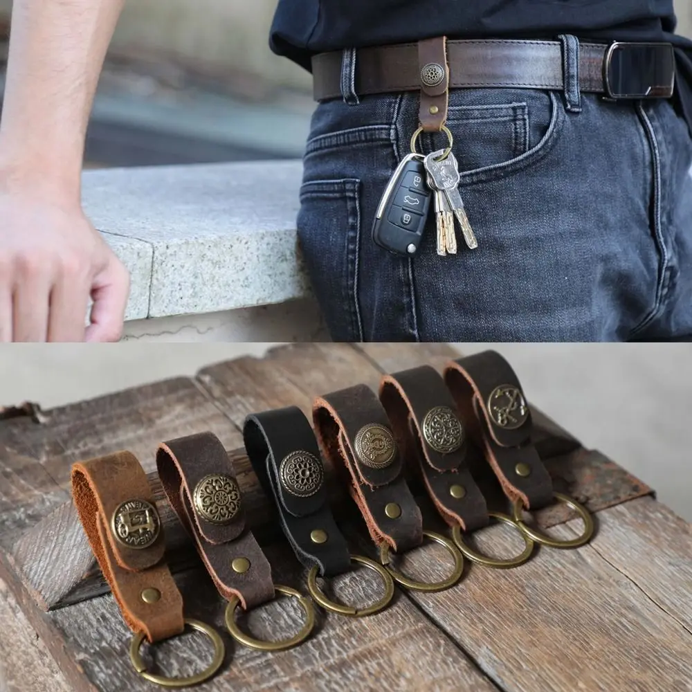 

2pcs Fashion Leather Keychain New 12*3cm Random Color Car Auto Keyholder Leather Key Chain Outdoor Tool