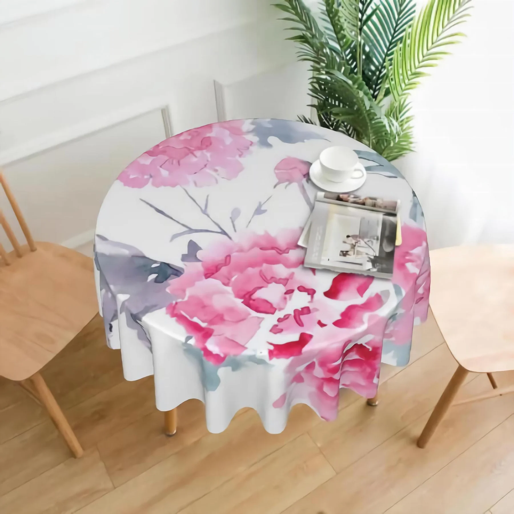 

Colorful Flowers Round 60 Inch Table Cloths Round Table Cover Polyester Tablecloth Washable Table Cover for Tabletop Decor