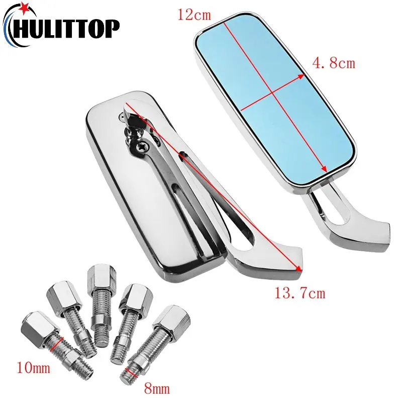 

Универсальное велосипедное мотоциклетное зеркало на руль, зеркало заднего вида, хромированные квадратные выпуклые боковые зеркала, синее ...