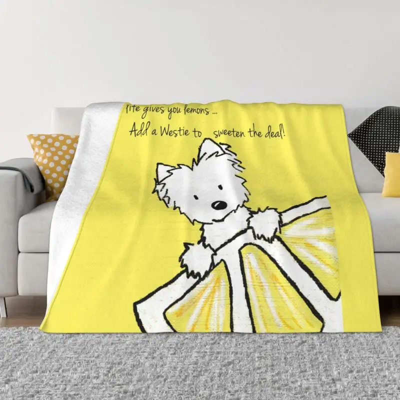 

Life Lemons Westie Dog Blanket Warm Fleece Soft Flannel West Highland White Terrier Throw Blanket for Bedroom Sofa Travel Spring