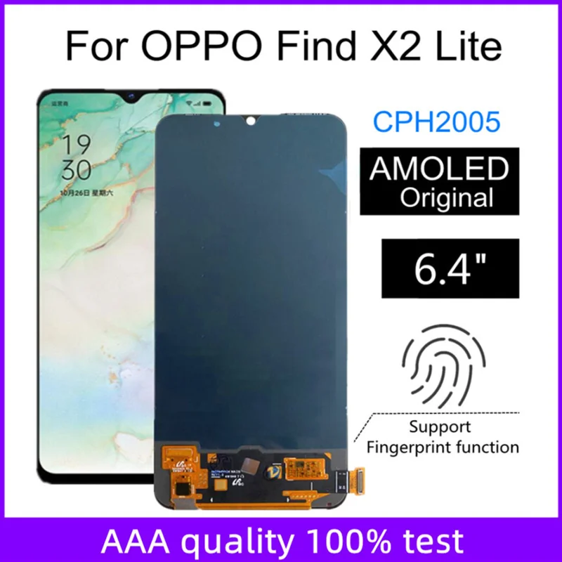 

6,4 "AMOLED для Oppo Find X2 Lite ЖК-дисплей кодирующий преобразователь сенсорного экрана в сборе для OPPO CPH2005 LCD find X2 Lite 5G Global
