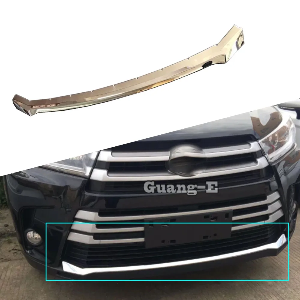 

For Toyota Highlander 2018 2019 2020 Car Body Bumper ABS Chrome Trim Front Protection Bar Grid Grill Grille Frame Edge Stick