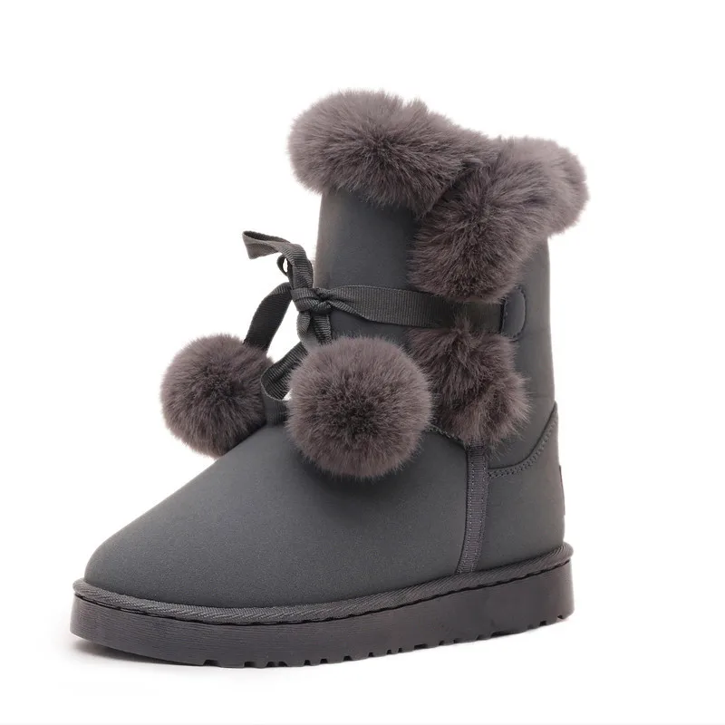 Comemore Snow Boots Women's Plus Furry 2023 Winter New Platform Boot Lace Up Student Cute Women Ankle Booties Black Pink Shoe 41 images - 6