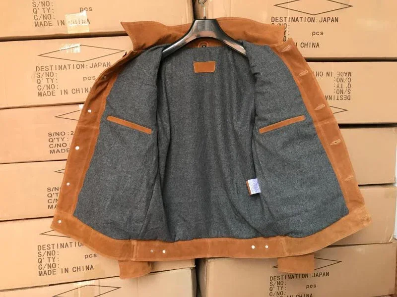 Мужская куртка из натуральной замши коричневая или черная воловьей кожи большие