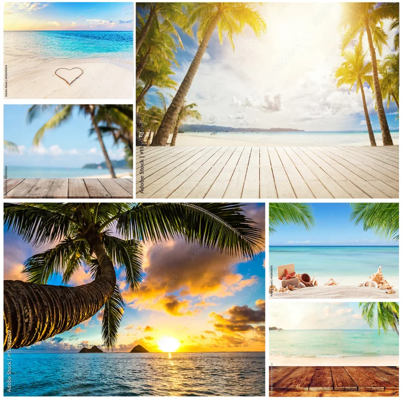 

Tropical Sea Beach Palms Tree Photography Background Natural Scenic Photo Backdrops Photocall Photo Studio 211227-HHB 08