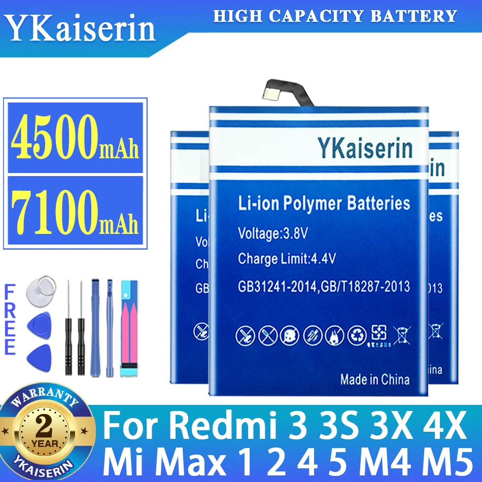 

YKaiserin Battery BM 47 50 49 22 32 For Xiaomi Mi 4 5 Max 2 Max2 Mi4 Mi5 For Redmi 3 3S 3X 4X Replacement Lithium Batteries