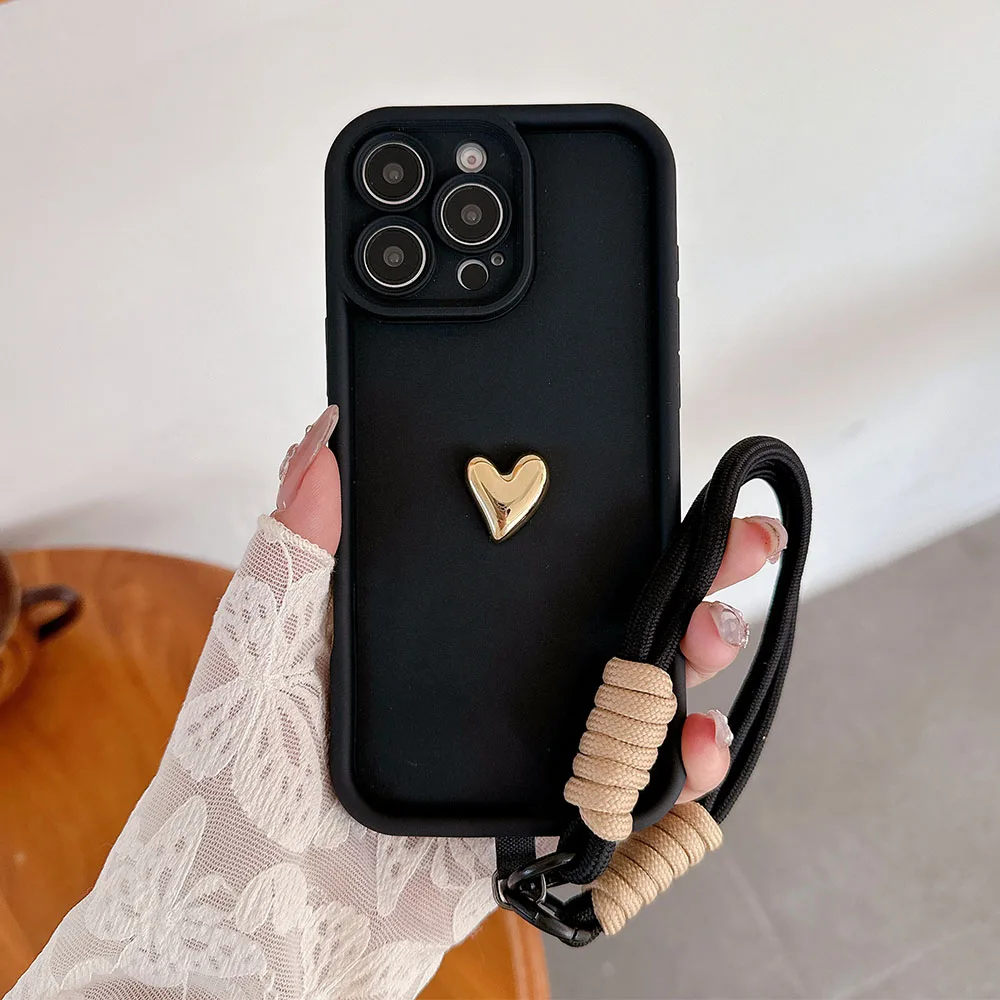 Фото Для OPPO A59 A58 A57 A56 A55 5G A54 4G A53 A52 A31 A32 A8 A5 A9 2020 A53S A54S A57S Мягкий чехол для телефона с ремешком в форме сердца №2