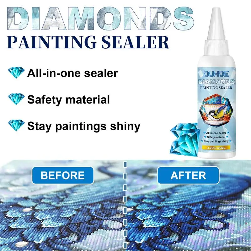 

100ML Diamond-Painting Sealer 5D Diamond-Painting Art Glue Permanent Hold & Shine Effect Sealer Diamond-Painting Puzzle