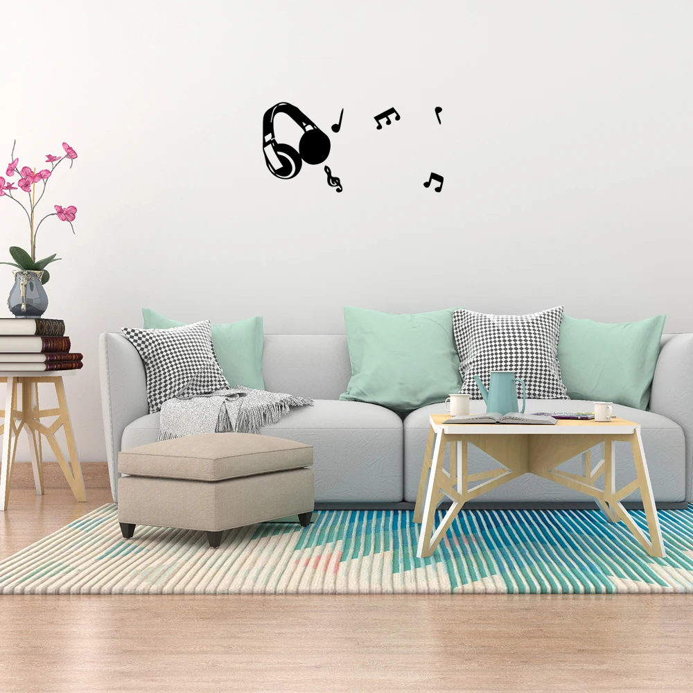 1 шт. горячая Распродажа наушники с музыкой стикер на стену наклейки из ПВХ