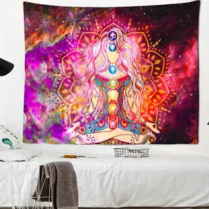 7 Chakra Mat Pendulum Tapestry Wall Hanging Spiritual Rainbow Chakra Diamond Painting Towel Yoga Mat Bedroom Decor Aesthetic