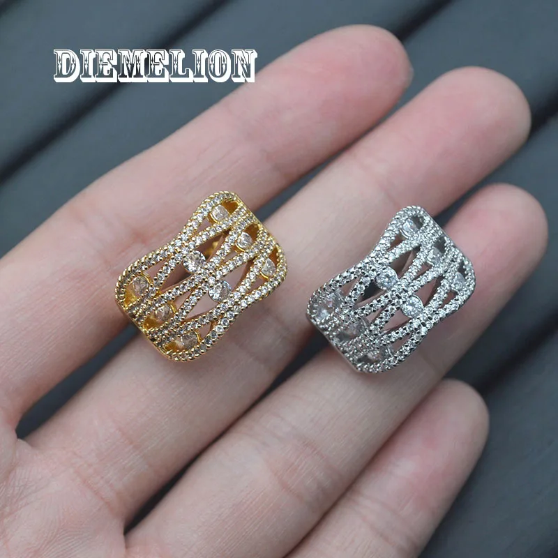 

Fashion Gold Color Multi-Layered Cross Chunky Ring with Dazzling CZ Stone Daily Wear Statement Rings for Women Party Jewelry