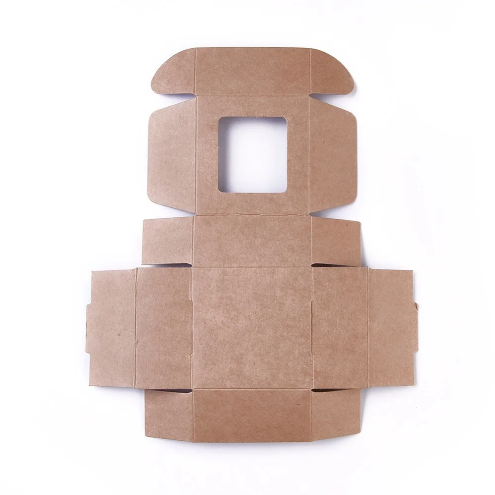 30Pcs Kraft Paper Boxes Square Foldable PVC Window Storage Container for Wedding Christmas Gift Packaging Decoration Supplies