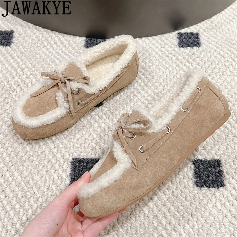 Зимняя Лидер продаж меховые лоферы на шнуровке женская обувь плоской подошве с