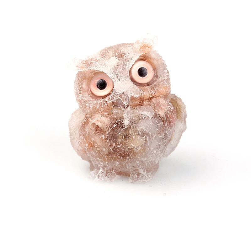 Wholesale Crystal Healing Gravel Resin Crafts Agate Quartz Carving Fashion Personalized Mini Owl Statue Ornament