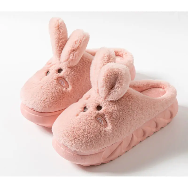 

Kawaii Rabbit Platform Slides Shoes Women's Home House Fluffy Slippers Fuzzy Girls Cozy Cute White Room Mules Slippers For Women