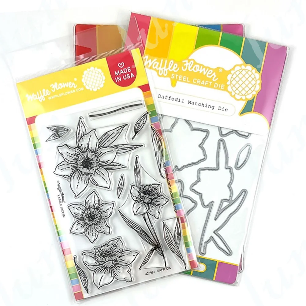 

Daffodil Clear Stamps and Die Combo Diy Scrapbooking Greeting Card Paper Craft Knife Punch Stencils 2022 Hot Sale New Metal Mold