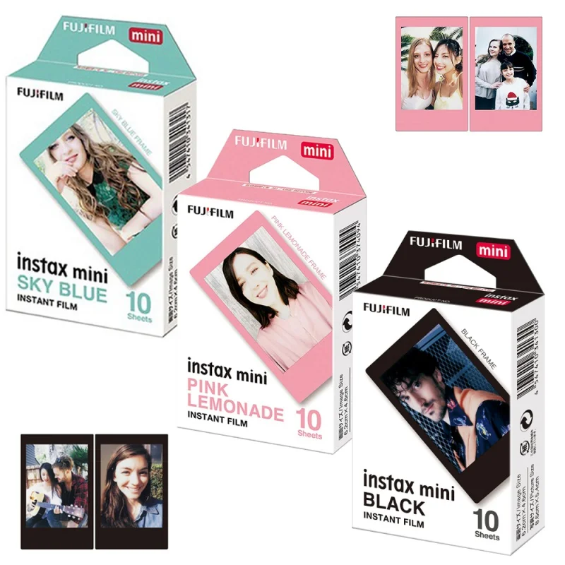 

For Fujifilm Instax Mini 9 11 Camera Instax Mini Film Pack - 30 Sheets Instant Photos - Sky Blue, Pink Lemonade, Black Frame