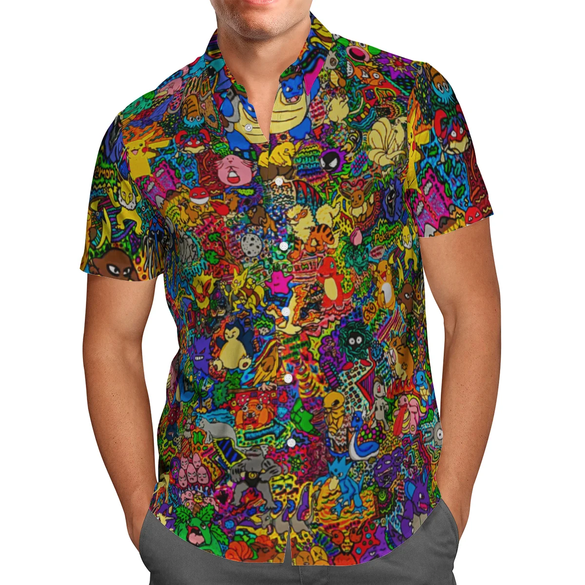 

2022 New 3D Print Color Anime Harajuku Hawaiian Shirt Men Summer Short Sleeved Shirts Men's Shirts Oversize Camisa Social 5XL W2