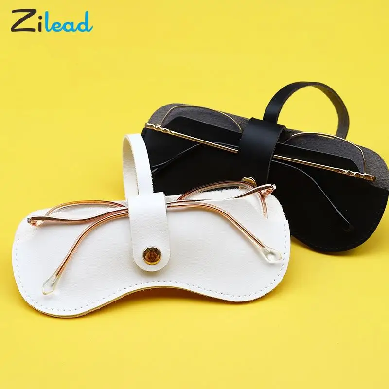 

Zilead Soft Leather Ultra-thin Sunglasses Snap Glasses Case PU Eye Glasses Container Cover Portable Hanging Glasses Storage Bag
