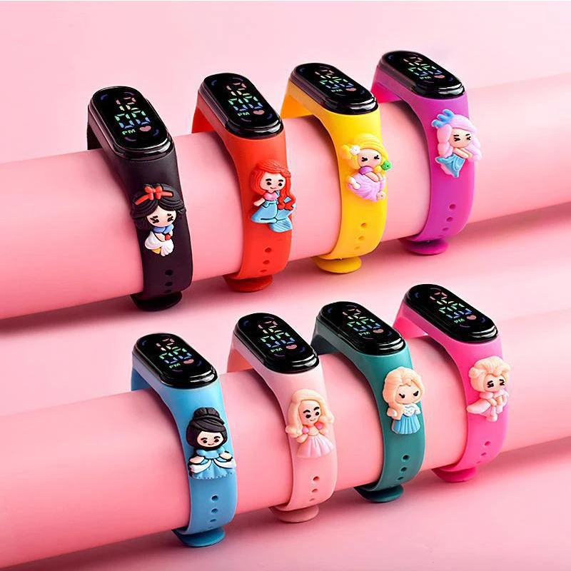 

Disney Princess Cartoon Children's Watches Girls Sports Touch Electronic LED Waterproof Bracelet Kids Watch Birthday Gift
