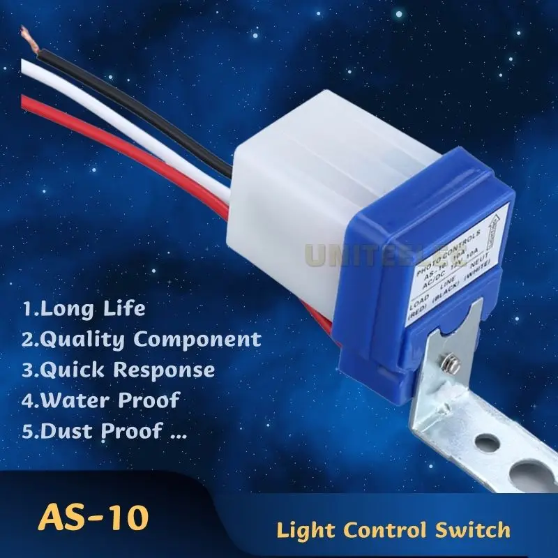 

Automatic On Off Photocell Street Lamp Light Switch Controller AC220V 50-60Hz 10A Photo Control Photoswitch Sensor Switch AS-10