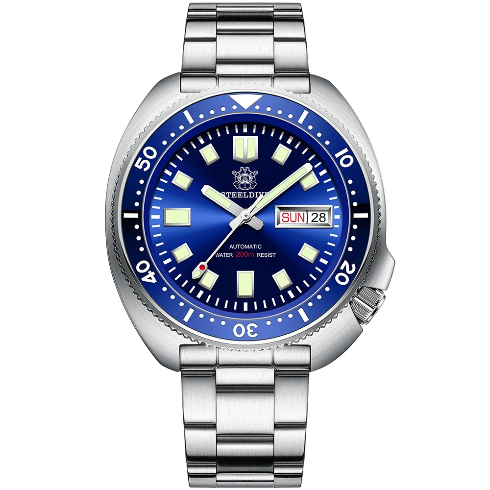 

Steeldive SD1970W Diver Diving Wristwatch Double Calendar 200m Waterproof NH36 Automatic Mechanical Turtle Men Watch