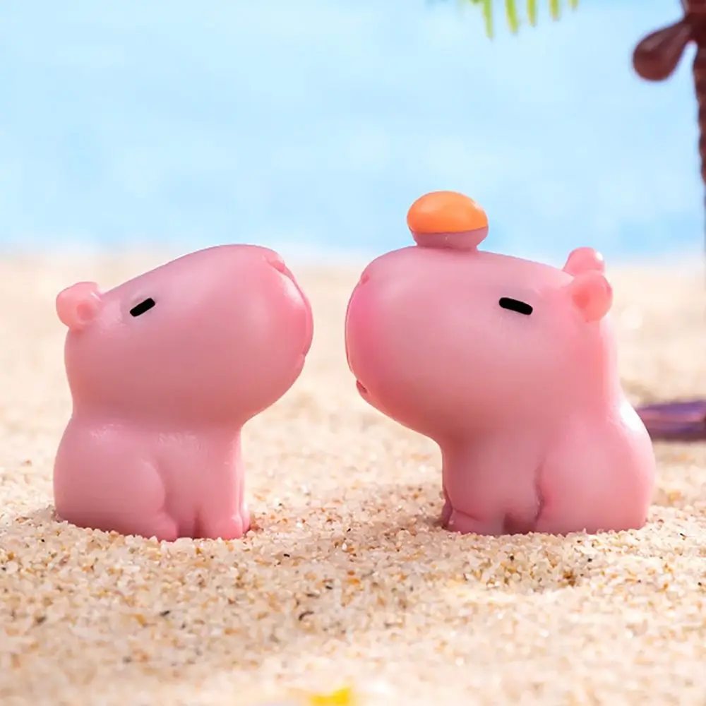 Смола мультяшная статуя капибары DIY розовые миниатюрные фигурки микро пейзажные