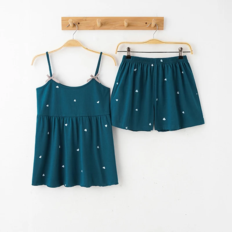 Women's Lovely Print Cotton Cami Top and Shorts Cute Pajama Set Sleepwear Soft Sleep Pjs 2 Piece Lounge Set Summer Pijama M-XXXL