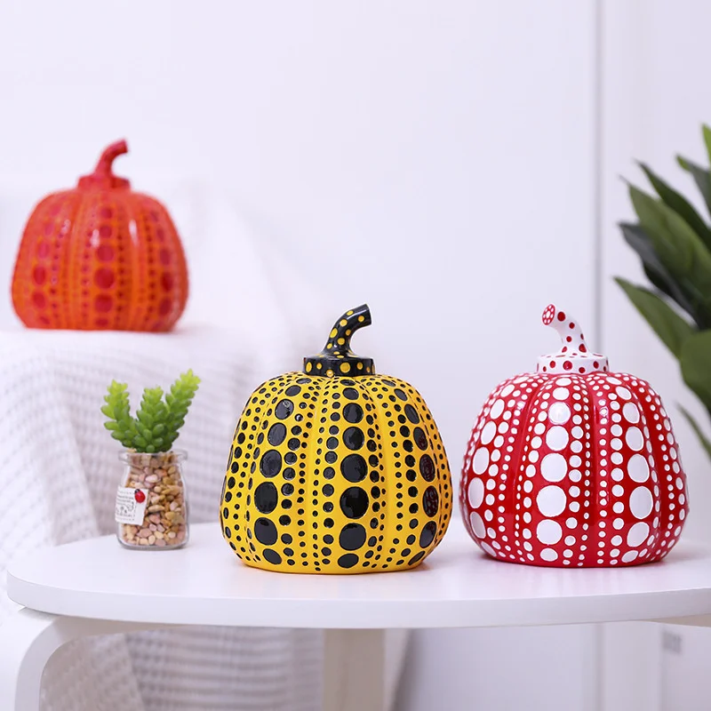 Pumpkin Kusama Yayoi Ornaments Modern Sculpture Polka Dot Art Home Interior Decoration Office Arts Wedding Christmas
